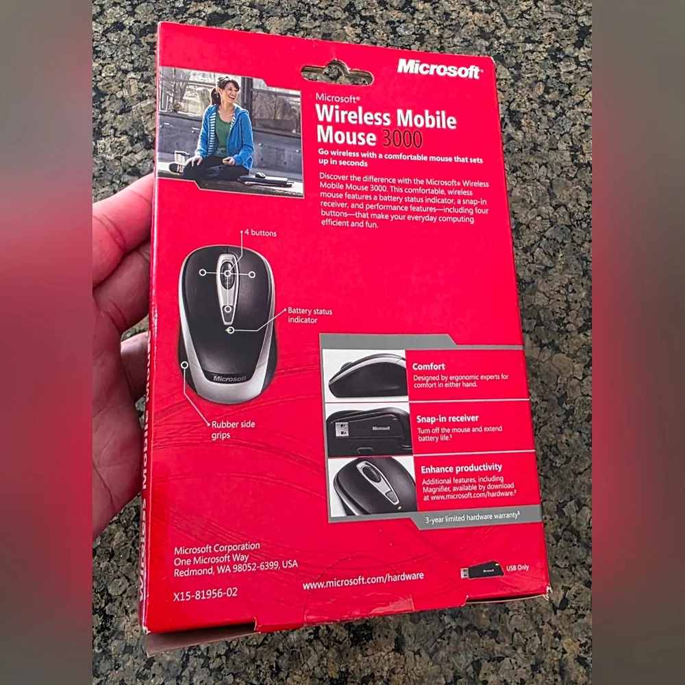 Microsoft Hardware Wireless Mouse 3000 Magenta Windows NEW In Box Sealed Rare